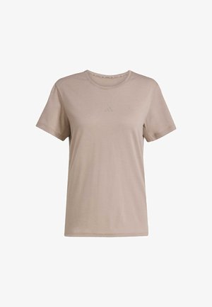 Krótkoszary t-shirt z krótkim rękawem, wykonany z miękkiej tkaniny. Posiada okrągły dekolt i subtelne logo na klatce piersiowej. Bez wzorów ani akcentów.