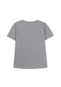 Graues kurzärmeliges T-Shirt mit Rundhalsausschnitt, aus weichem Baumwollmischgewebe hergestellt. Hat eine lässige Passform und ein sauberes, minimalistisches Design.