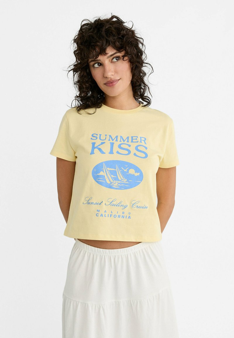 Stradivarius TEXT - Print T-shirt - yellow - Zalando