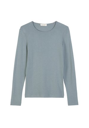 Langemouw top in zacht, lichtblauw katoen jersey. Heeft een ronde halslijn en een ontspannen pasvorm met zijsplitten aan de zoom.