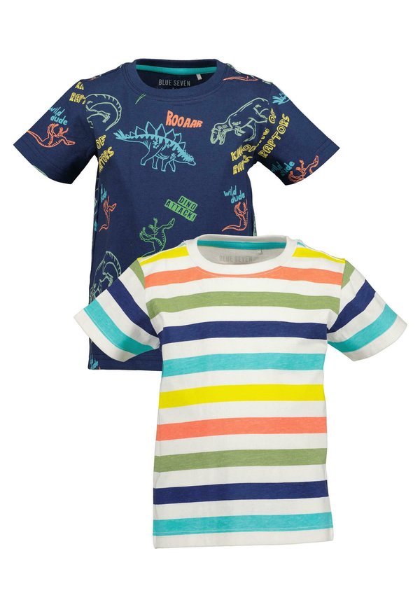 BASICS - T-Shirt print - m  weiss  dk blau