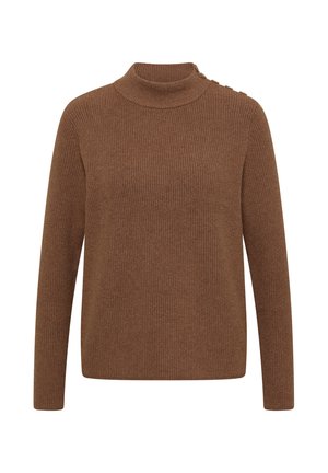 Cecil, PULLOVER MIT STRUKTUR UND KNOPFDETAIL - Jumper - dark toffee brown melange