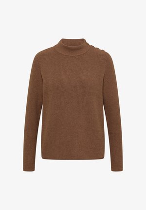 Cecil, PULLOVER MIT STRUKTUR UND KNOPFDETAIL - Jumper - dark toffee brown melange