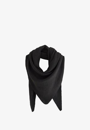 Zwarte driehoekige sjaal van zacht stof, met een gladde textuur en drapering ontwerp, geschikt voor meerdere stylingopties.