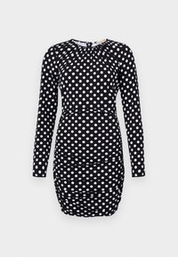 DOT RUCHED MINI DRESS - Day dress - black/white
