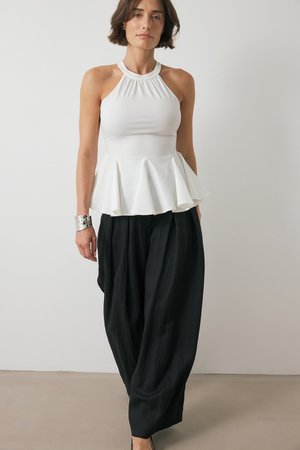 NA-KD HALTERNECK PLEATED - Blouse - white