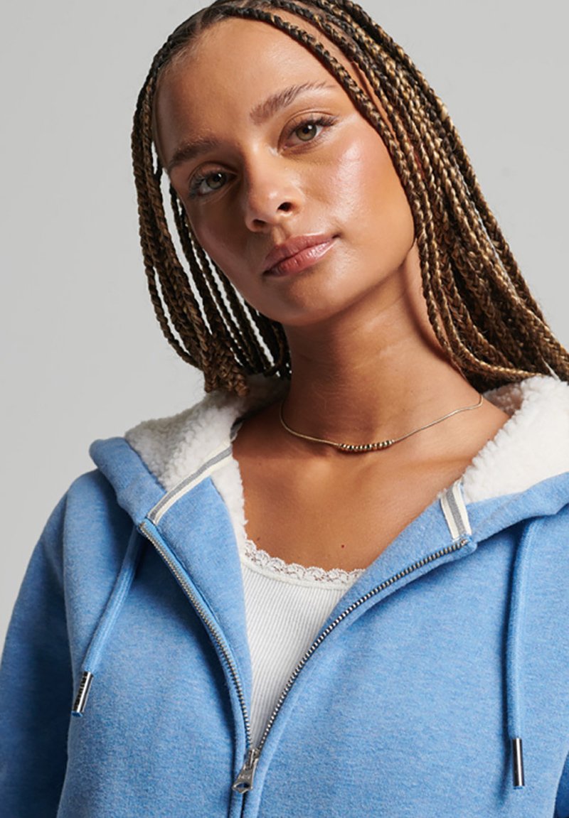 Superdry ESSENTIAL BORG - Zip-up sweatshirt - blush blue marl/blue -  Zalando.ie