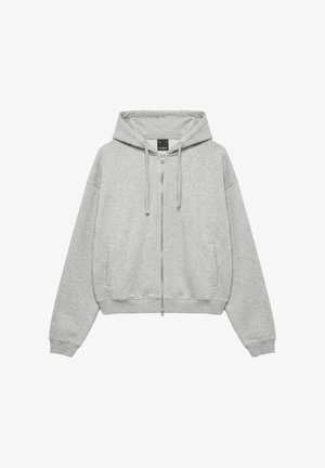 PULL&BEAR, ZIP-UP - HOODIE - Športna jopa s kapuco na zadrgo - grey marl