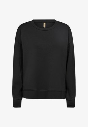 Schwarzer Sweatshirt mit Rundhalsausschnitt, langen Ärmeln und geradem Saum. Aus einem glatten, weichen Stoff ohne sichtbare Muster oder Akzente gefertigt.