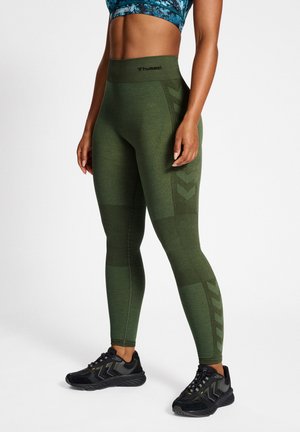 LCLEA SEAMLESS MID WAIST  - Leggings - climbing ivy beetle melange