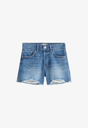 Next, REGULAR FIT - RAW HEM FESTIVAL DENIM SHORTS . - Jeans Shorts - mid blue