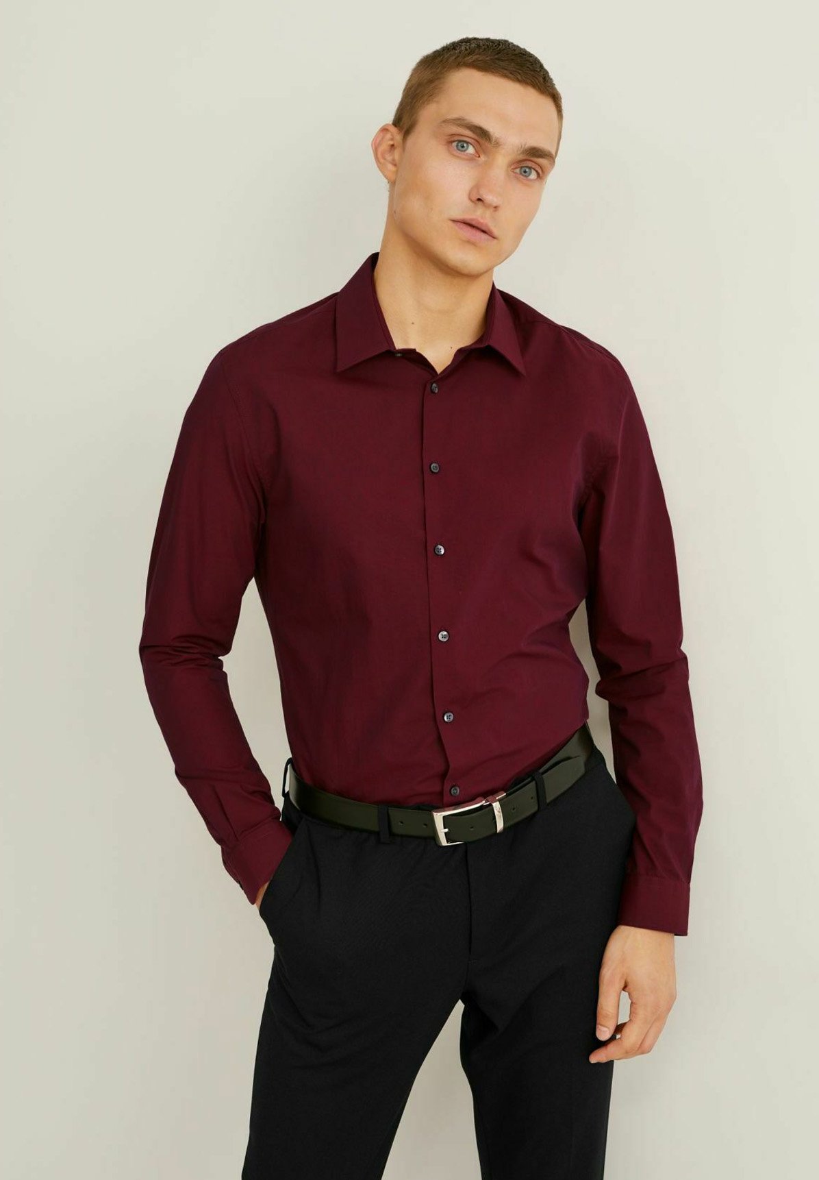 camicia bordeaux uomo