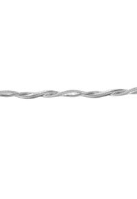 Filo metallico, di colore argento, design attorcigliato, superficie liscia. Flessibile e sottile, adatto per lavori di bricolage o uso decorativo.