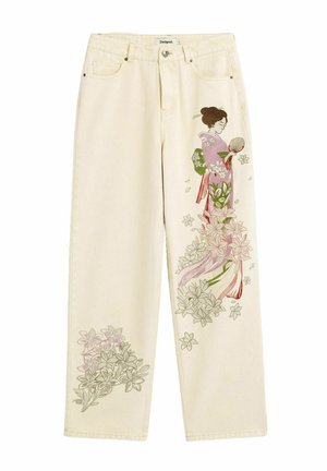 Desigual, EMBROIDERED JEANS - Straight leg jeans - white