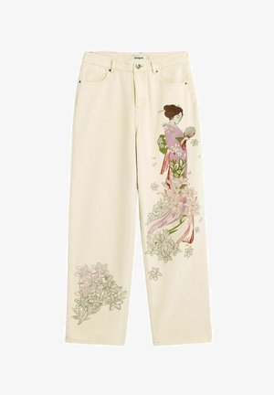 Desigual, EMBROIDERED JEANS - Straight leg jeans - white