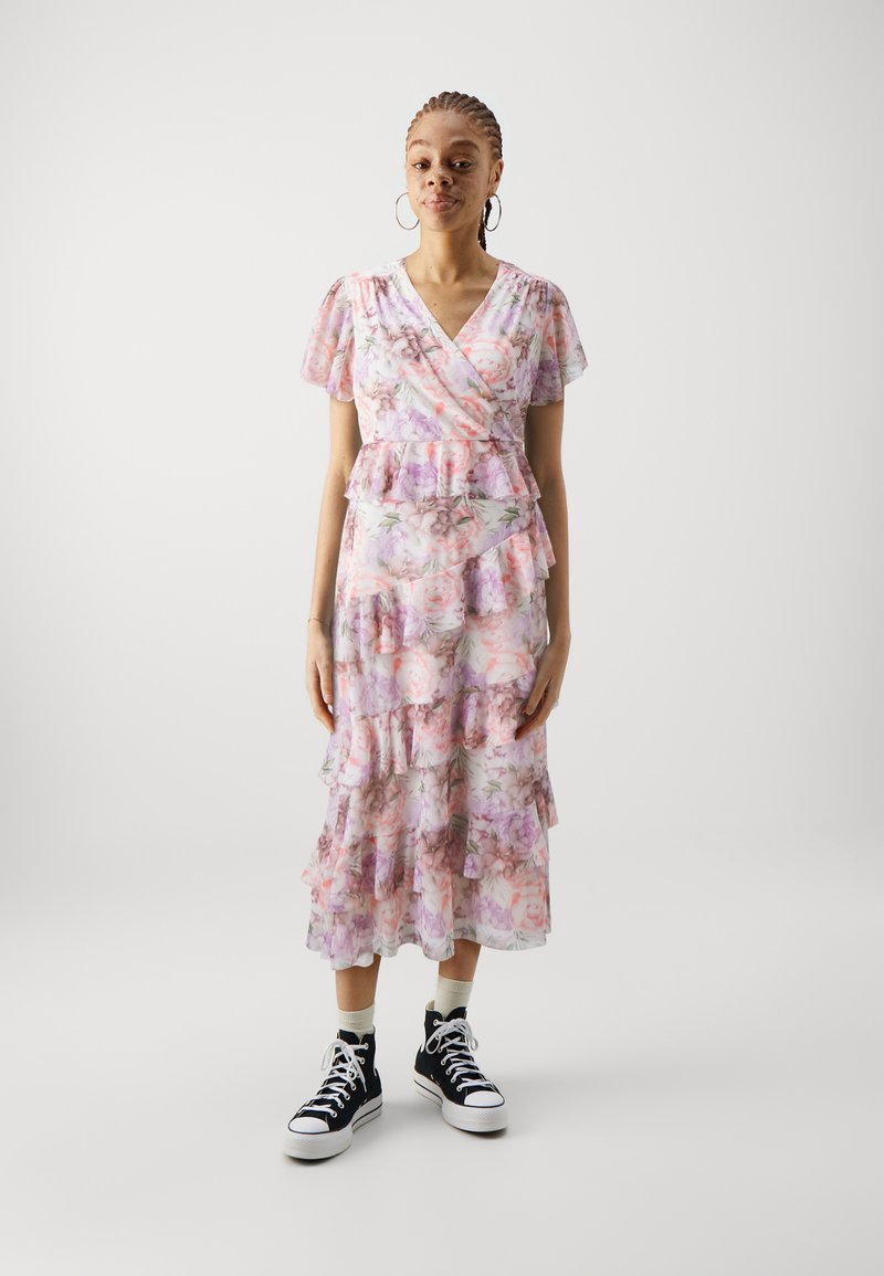 Blair V Neck Ankle Dress Birch Aop Flower Pri