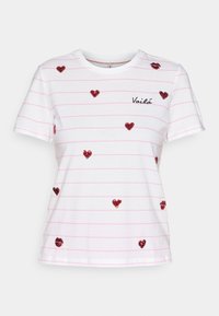 ONLKITA LIFE HEART TOP BOX - Apdrukāts T-krekls - bright white print/voila