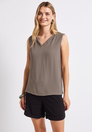 MIT SPLIT NECK - Top - braun