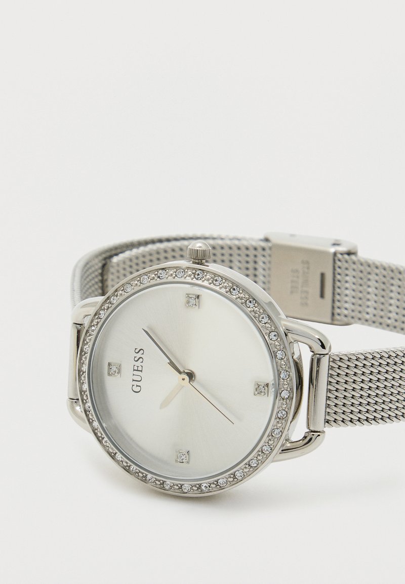 GUESS Silver Crystal-Accent Mesh Bracelet Watch GUESS® Silver-Tone Analog Watch main image 3