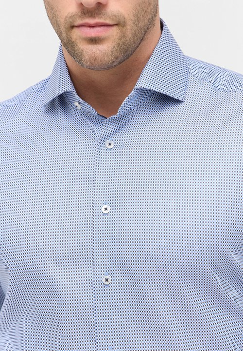 Chemise ETERNA Dynamic Cotton Homme, Coupe Comfort Fit, Bleu Denim, Manches Longues, Infroissable, Taille 47