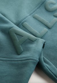 Įvairiapusis smaragdo spalvos džemperis su tekstūruotu „ALL“ logotipu. Minkšta medžiaga, raukšlėtos rankovės ir lygios siūlės pabrėžia jo kasdienį dizainą ir patogumo pojūtį.