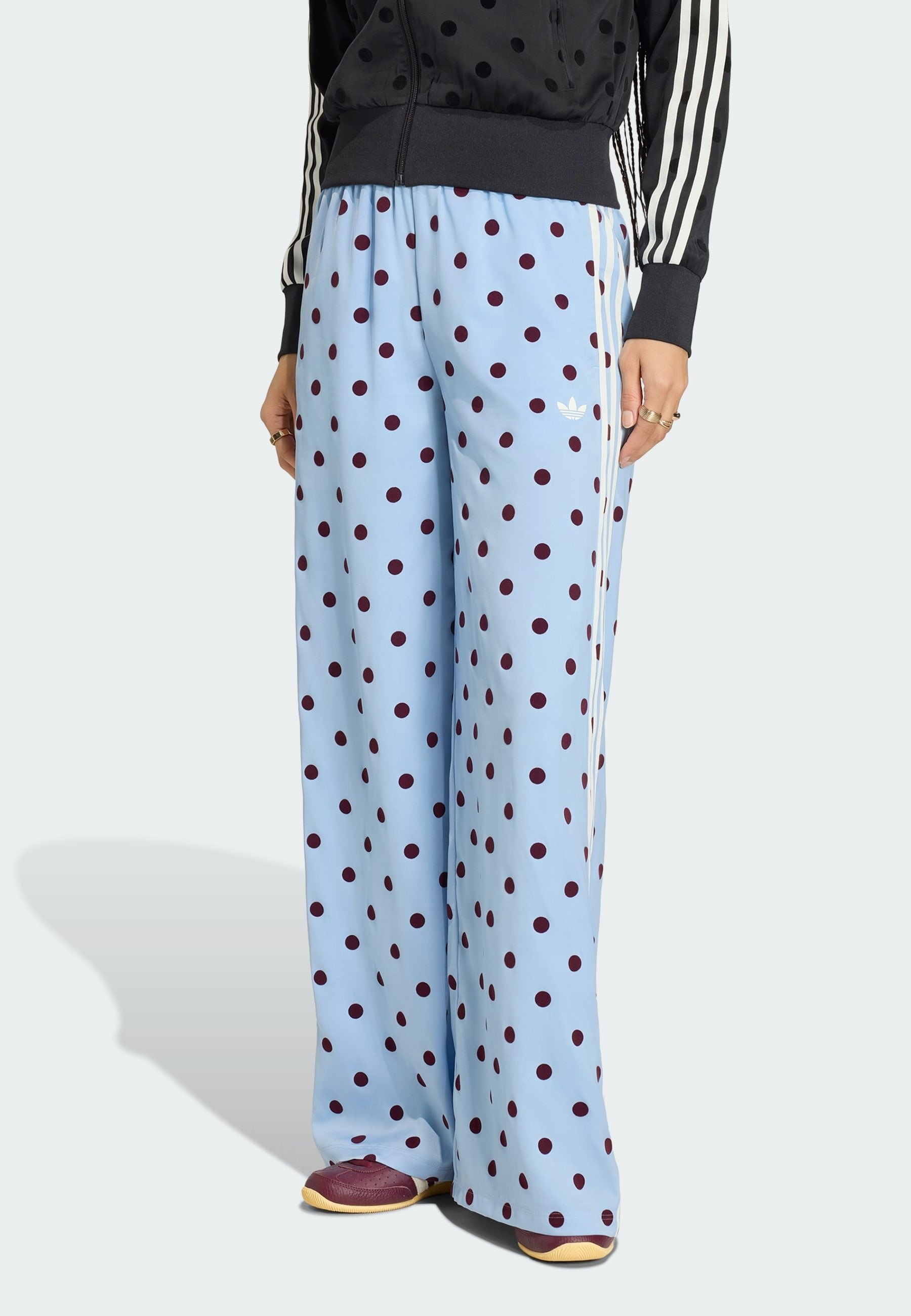 adidas Originals POLKA DOT WIDE LEG PANTS - Trousers - clear sky