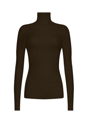 MERINO FINE RIB PULLOVER - Langarmshirt - dark wood