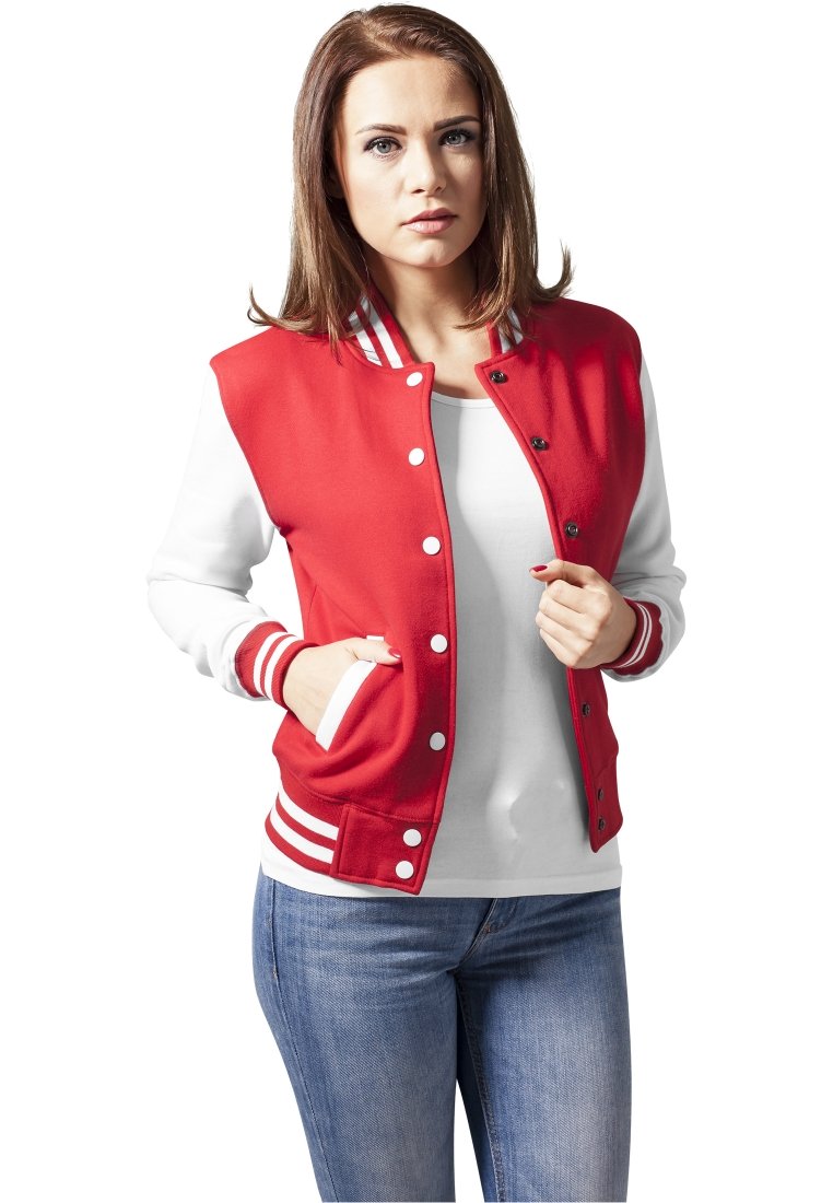 Urban Classics LADIES 2-TONE COLLEGE SWEATJACKET - Bomber bunda - red/white