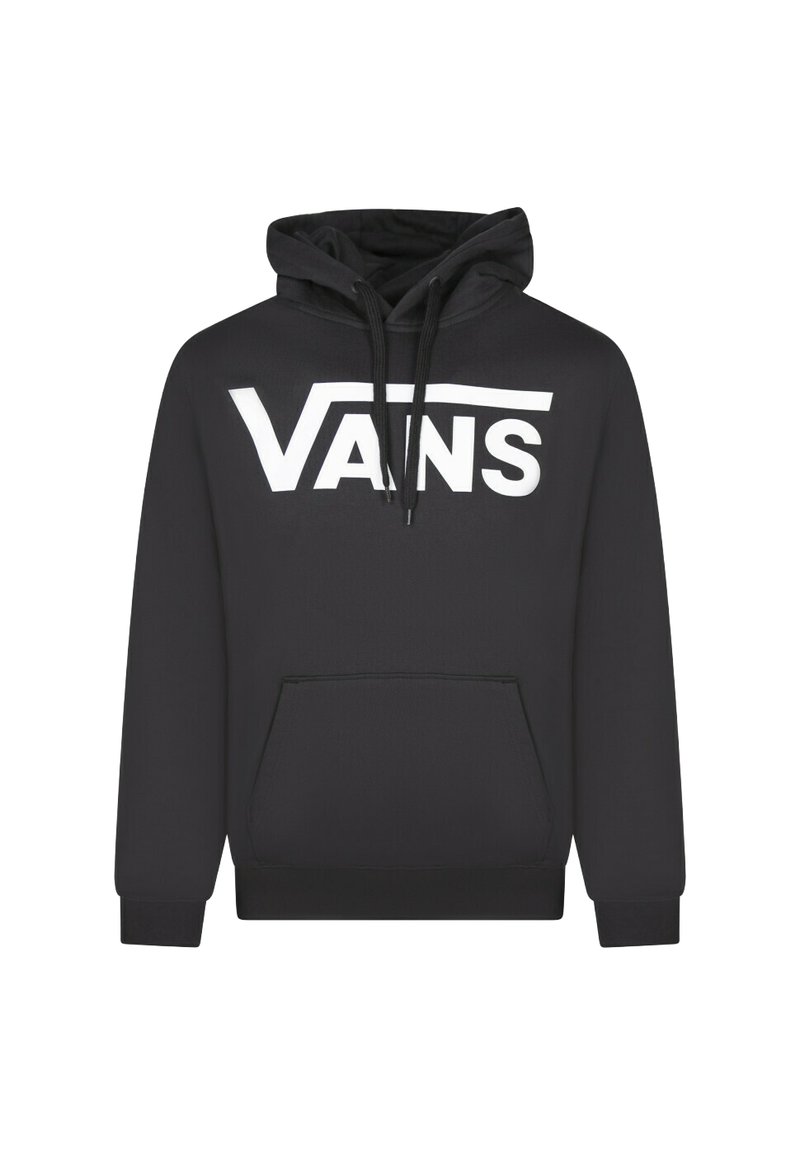 Felpa nera in cotone, con un grande logo bianco "VANS" sul davanti, tasca a marsupio frontale e coulisse sul cappuccio.