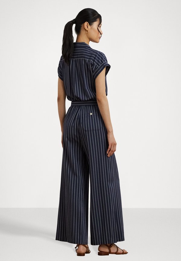 Striped Belted Twill Wide Leg Jumpsuit - Jumpsuit3