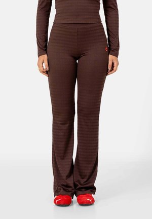 TEXTURED - Trousers - brown