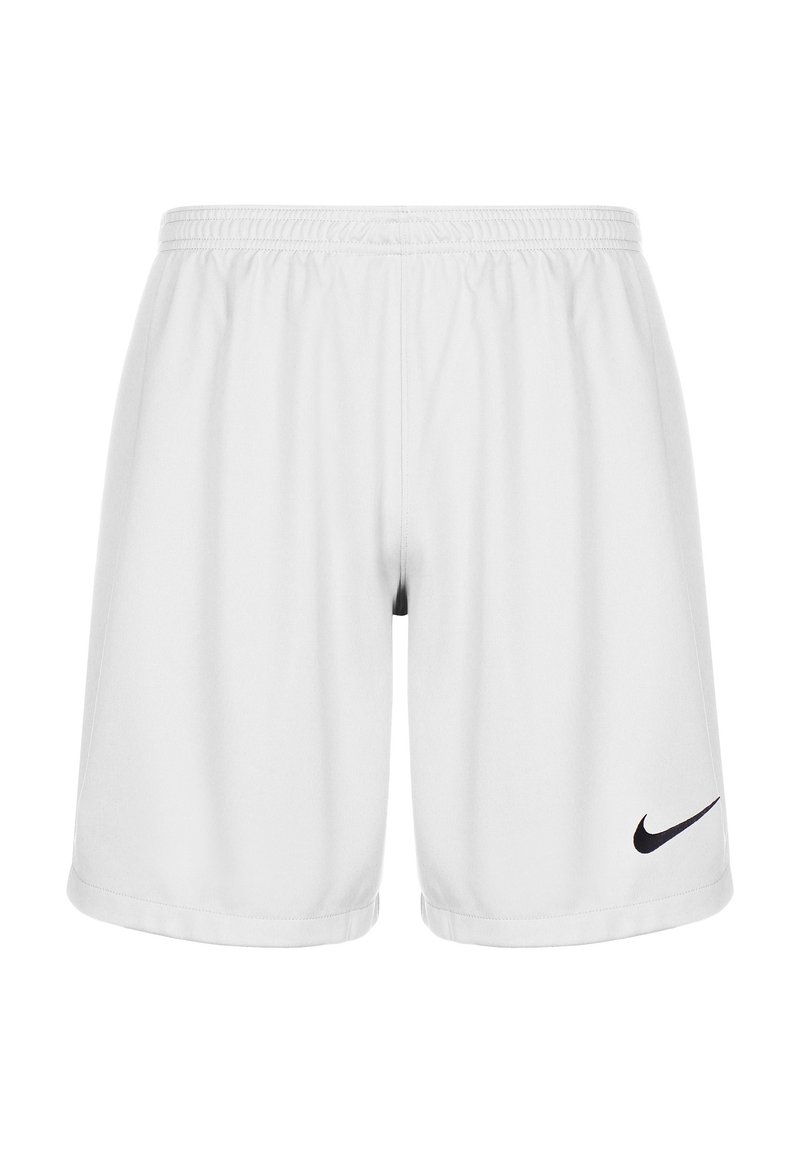 Weiße Sportshorts mit einem elastischen Bund und Seitentaschen. Verfügt über ein schwarzes Nike-Logo am linken Unterschenkel. Hergestellt aus leichtem Stoff.