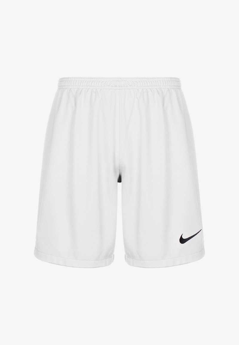 Weiße Sportshorts mit einem elastischen Bund und Seitentaschen. Verfügt über ein schwarzes Nike-Logo am linken Unterschenkel. Hergestellt aus leichtem Stoff.