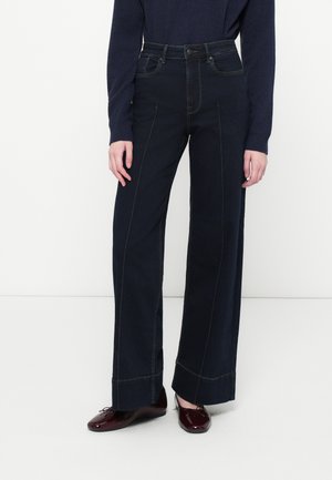 ONLMADISON BLUSH PLEAT WIDE LEG - Wide leg - dark blue denim