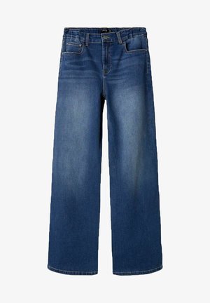 Weit geschnittene Jeans aus dunkelblauem Denim mit klassischem Vier-Taschen-Design, abgesteppten Nähten und einem Taillenbund mit Gürtelschlaufen.