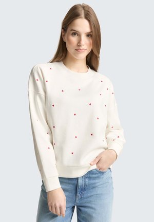 WITH EMBROIDERY - Sweatshirt - off white/red heart embroidery