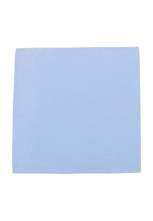 Light blue rectangular cloth napkin with stitched edges, laid flat on a white background.