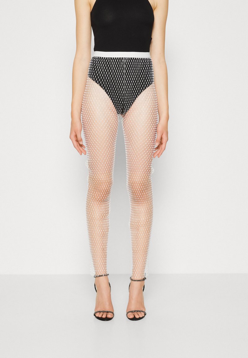 Gina Tricot RHINESTONE NET - Κολάν - Παντελόνια - offwhite