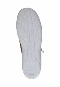 Valkoinen kuminen kengänpohja, jossa on teksturoitu uritus, ja johon on merkitty brändin nimi "Caprice" sekä koko "37." Siisti, yksinkertainen muotoilu.