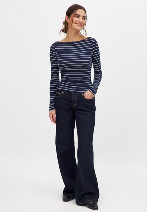 Langærmet T-shirt - navy white