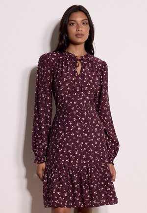 Apricot, DITSY FLORAL MINI SKATER DRESS - Vestito casual - burgundy