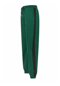 Gröna sweatpants i en bomullsblandning, med en svart sidstripe, elastisk midja med dragsnöre och avslutade ben.