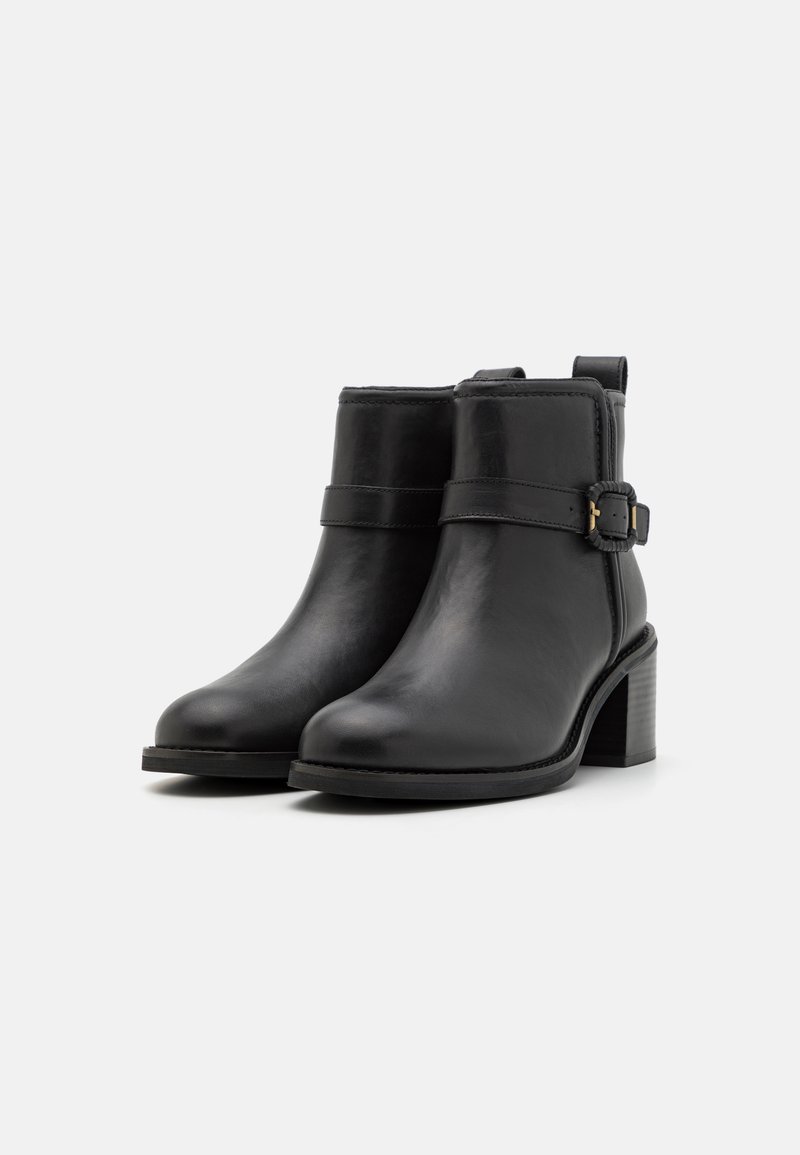 Clarks Chamberly Trim – Stivaletti Donna In Pelle Con Tacco A Blocco, Suola TPR, Neri