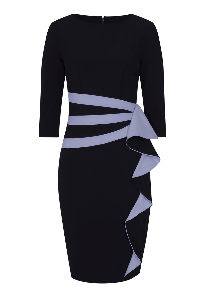 HotSquash CONTRAST SIDE FRILL Shift dress black Zalando