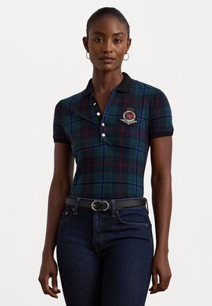PLAID BEADED-CREST PIQUÉ POLO SHIRT - Bluză polo - green multi