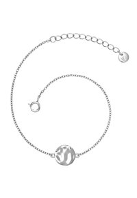 Pulsera de plata con una delicada cadena y un colgante redondo y suave. Incluye un cierre tipo langosta y una longitud ajustable con acentos en eslabones.