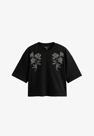 Next, REGULAR FIT - FLORAL EMBELLISHED SHORT SLEEVE CREW NECK T-SHIRT - T-Shirt print - black