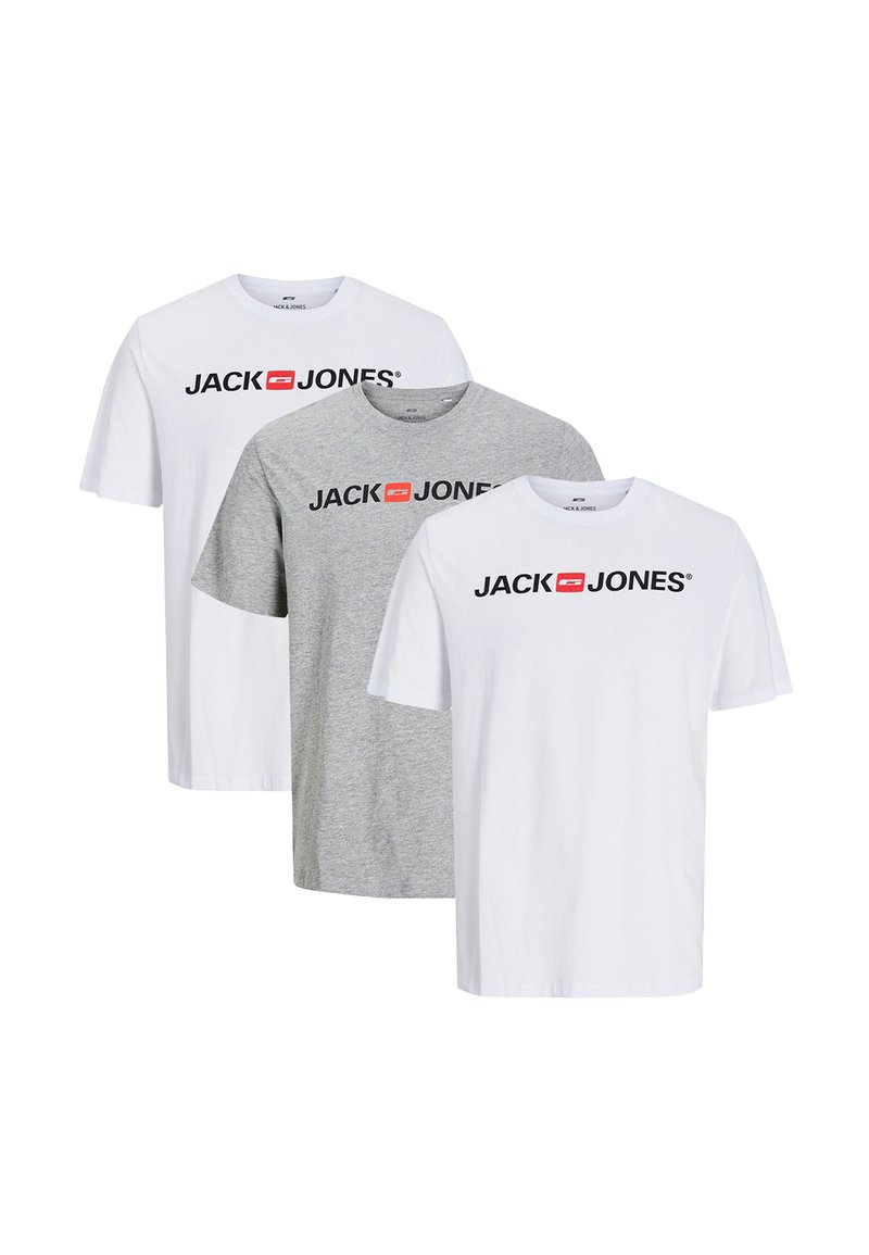 Jack Jones 3ER PACK T-Shirt print weiß grau/grau Zalando