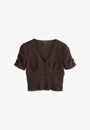 Next, V-NECK SHORT SLEEVE - Blúz - chocolate brown