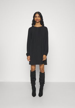 Objray L S Knit Rollneck Dress Sandshell P Black